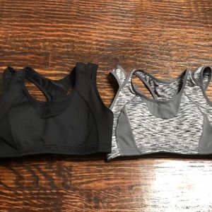 Black and white high impact sports bras